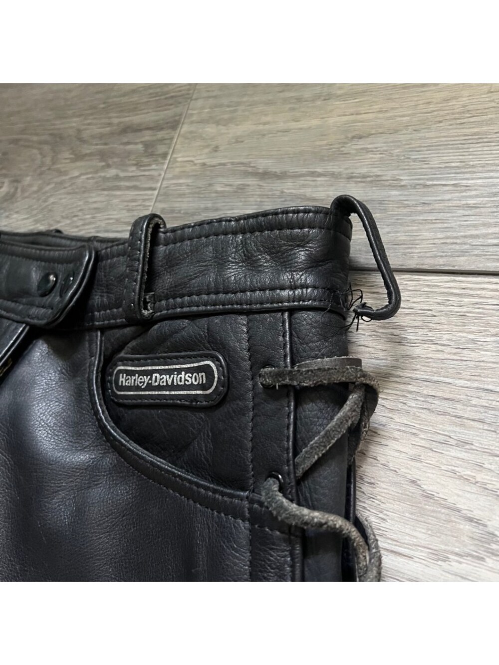 Vintage Harley-Davidson Women's 8 Leather Lace Up Motorcycle Pants Black - Picture 11 of 14